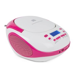 NIKKEI NPRC56PK Portable Radio/CD-speler met USB en Bluetooth - Wit/roze