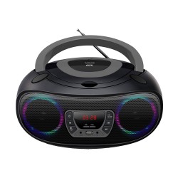 Denver Draagbare Boombox - Bluetooth - FM Radio met LED verlichting - CD Speler - AUX aansluiting - TCL212BT - Grijs
