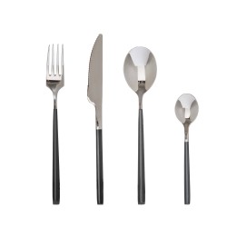 4goodz Lotus 24-delig RVS bestek 6 persoons - Zwart/Zilver