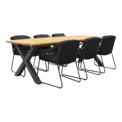 4 Seasons Accor / Sefa tuintafel 240x95 cm - Teak - tuinset 7-delig