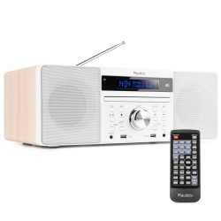 DAB radio met CD speler, Bluetooth, USB mp3 speler en radio - Stereo - Wit - Audizio Prato